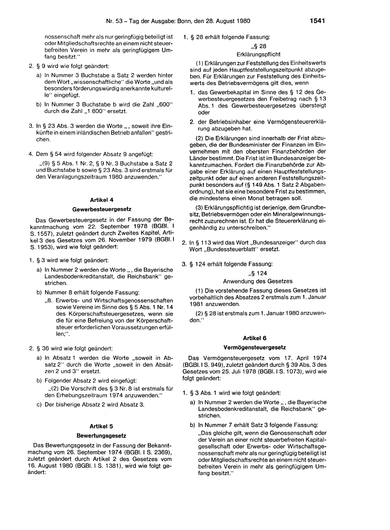 BGBl. 1980, Seite 1541 — Originalseite als Abbildung