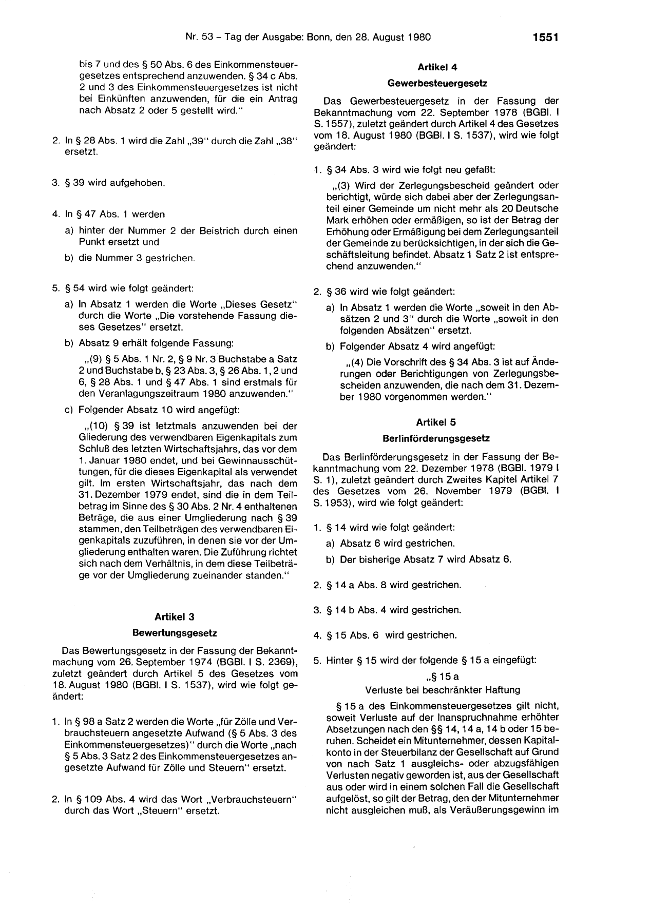 BGBl. 1980, Seite 1551 — Originalseite als Abbildung