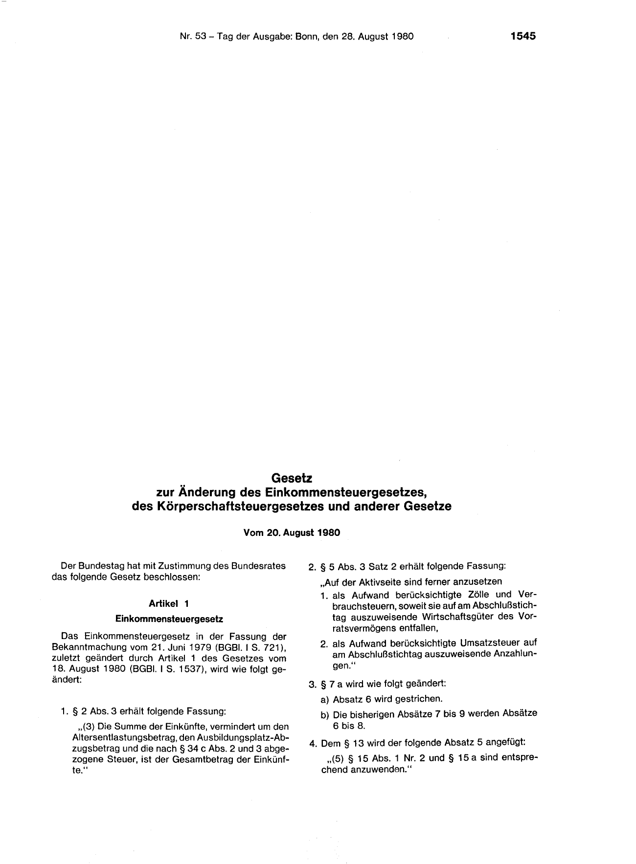 BGBl. 1980, Seite 1545 — Originalseite als Abbildung
