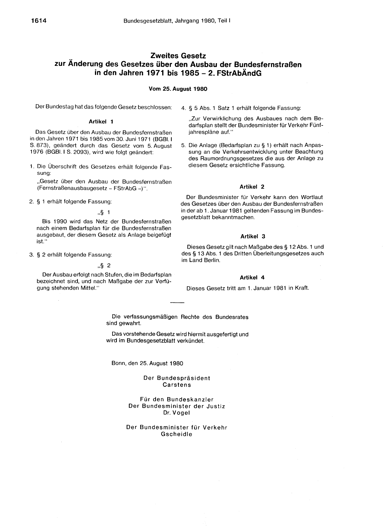 BGBl. 1980, Seite 1614 — Originalseite als Abbildung