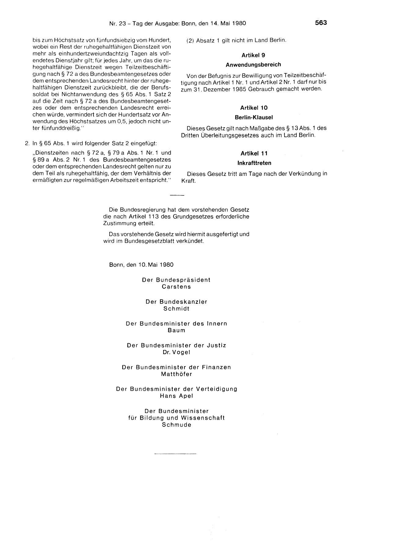 BGBl. 1980, Seite 563 — Originalseite als Abbildung