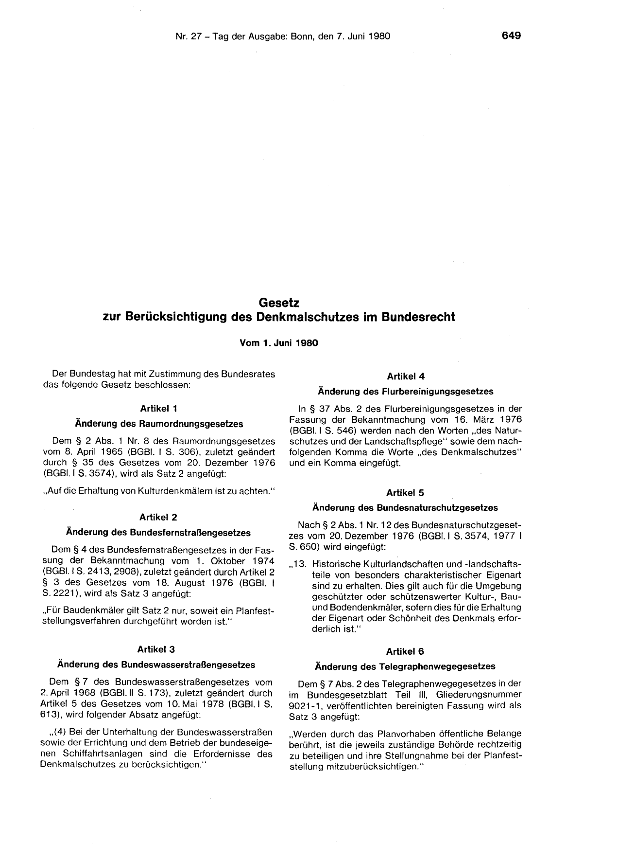 BGBl. 1980, Seite 649 — Originalseite als Abbildung