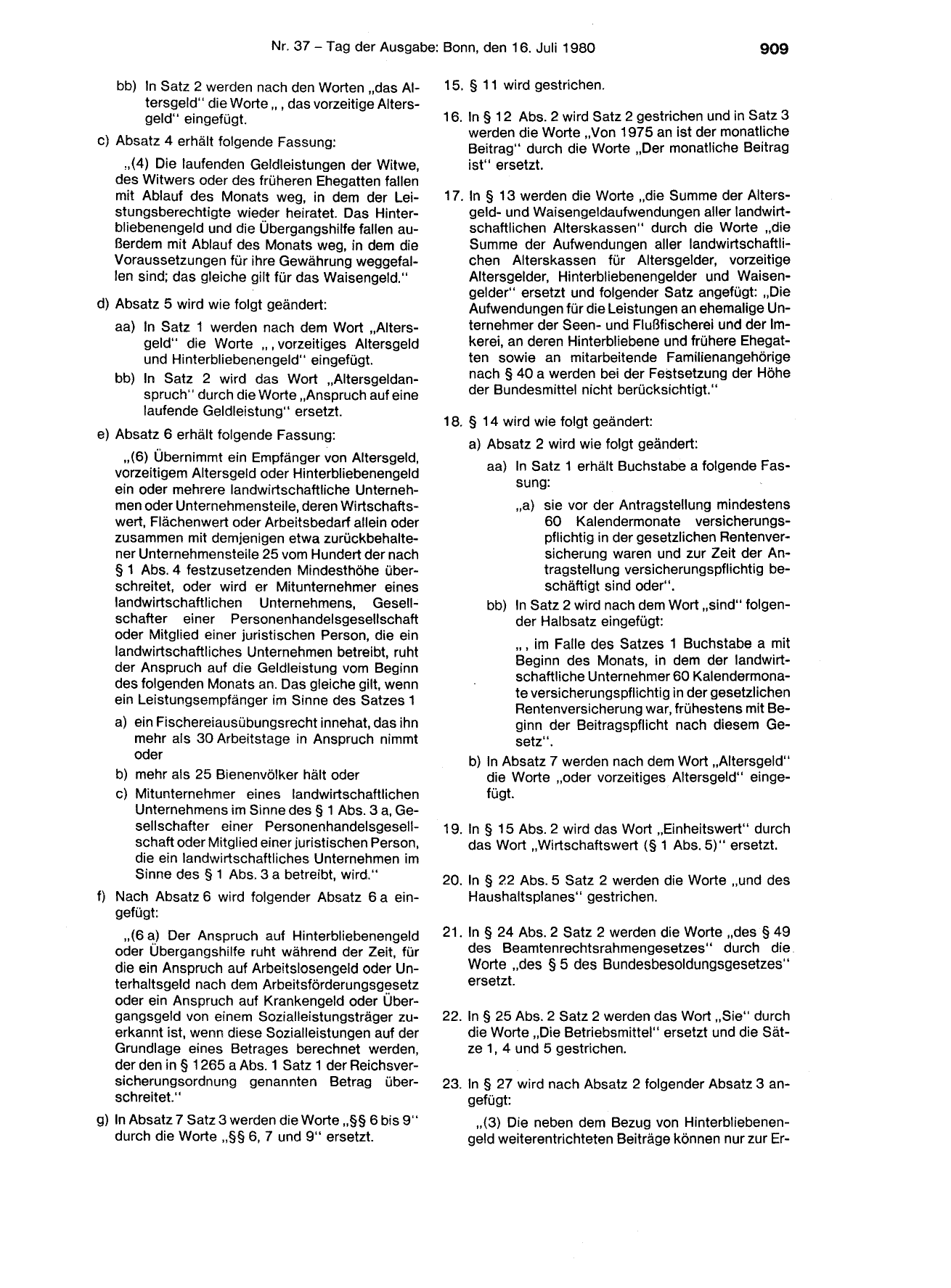 BGBl. 1980, Seite 909 — Originalseite als Abbildung
