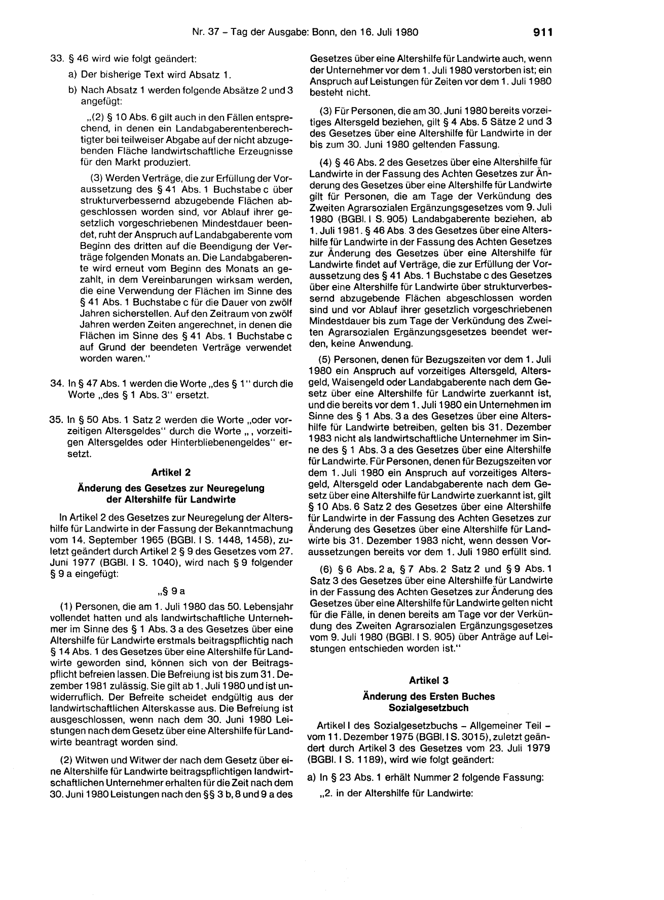 BGBl. 1980, Seite 911 — Originalseite als Abbildung