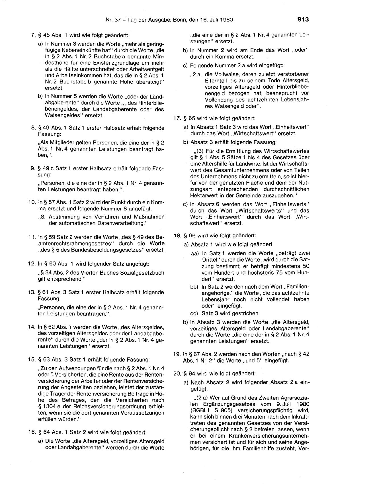 BGBl. 1980, Seite 913 — Originalseite als Abbildung