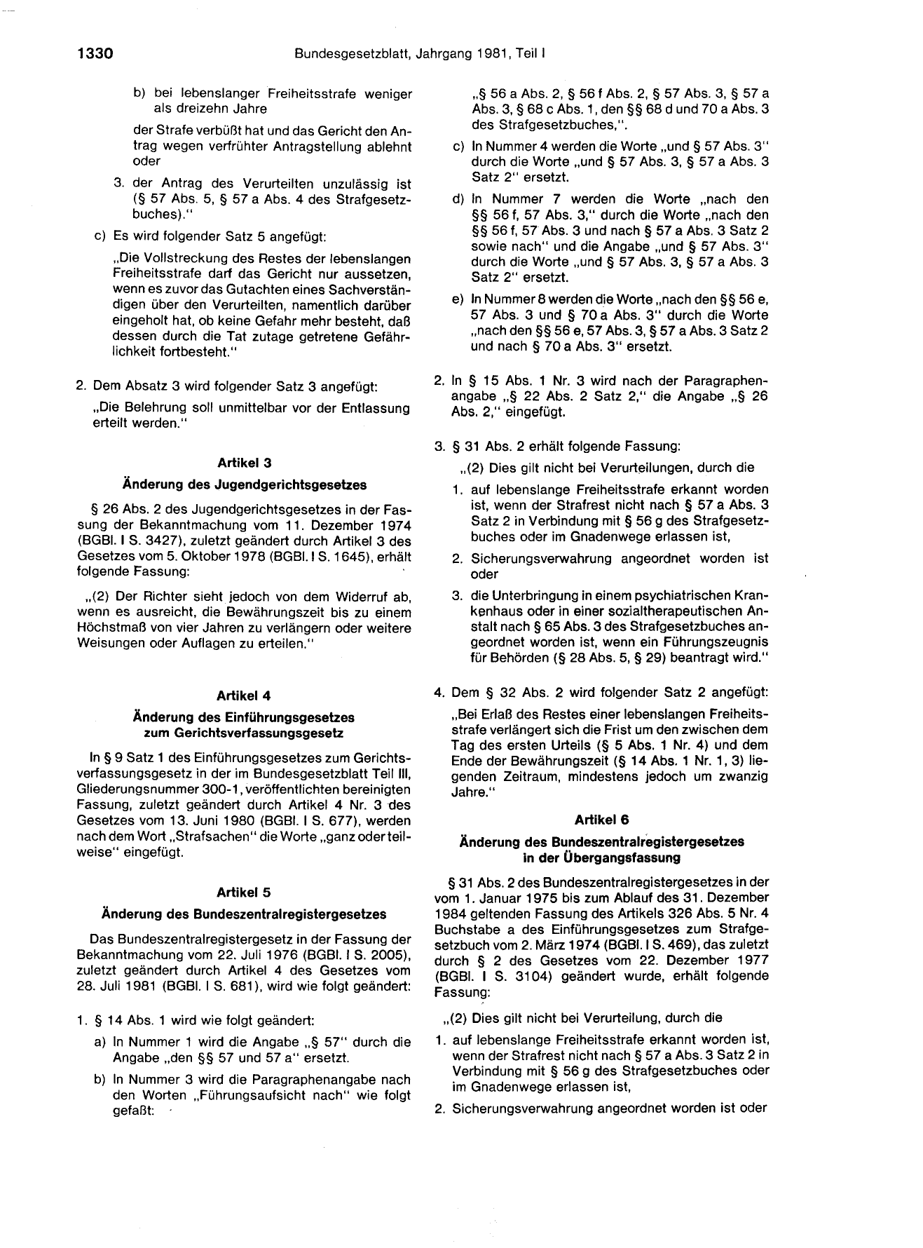 BGBl. 1981, Seite 1330 — Originalseite als Abbildung