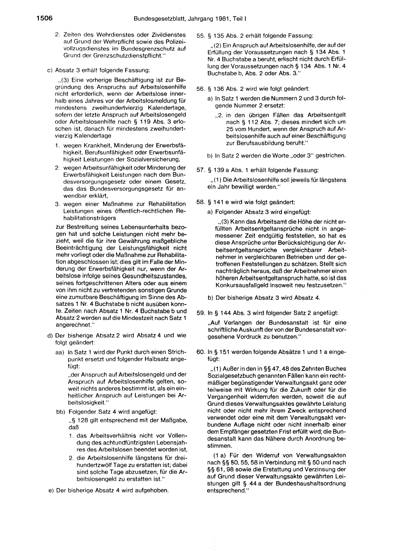 BGBl. 1981, Seite 1506 — Originalseite als Abbildung