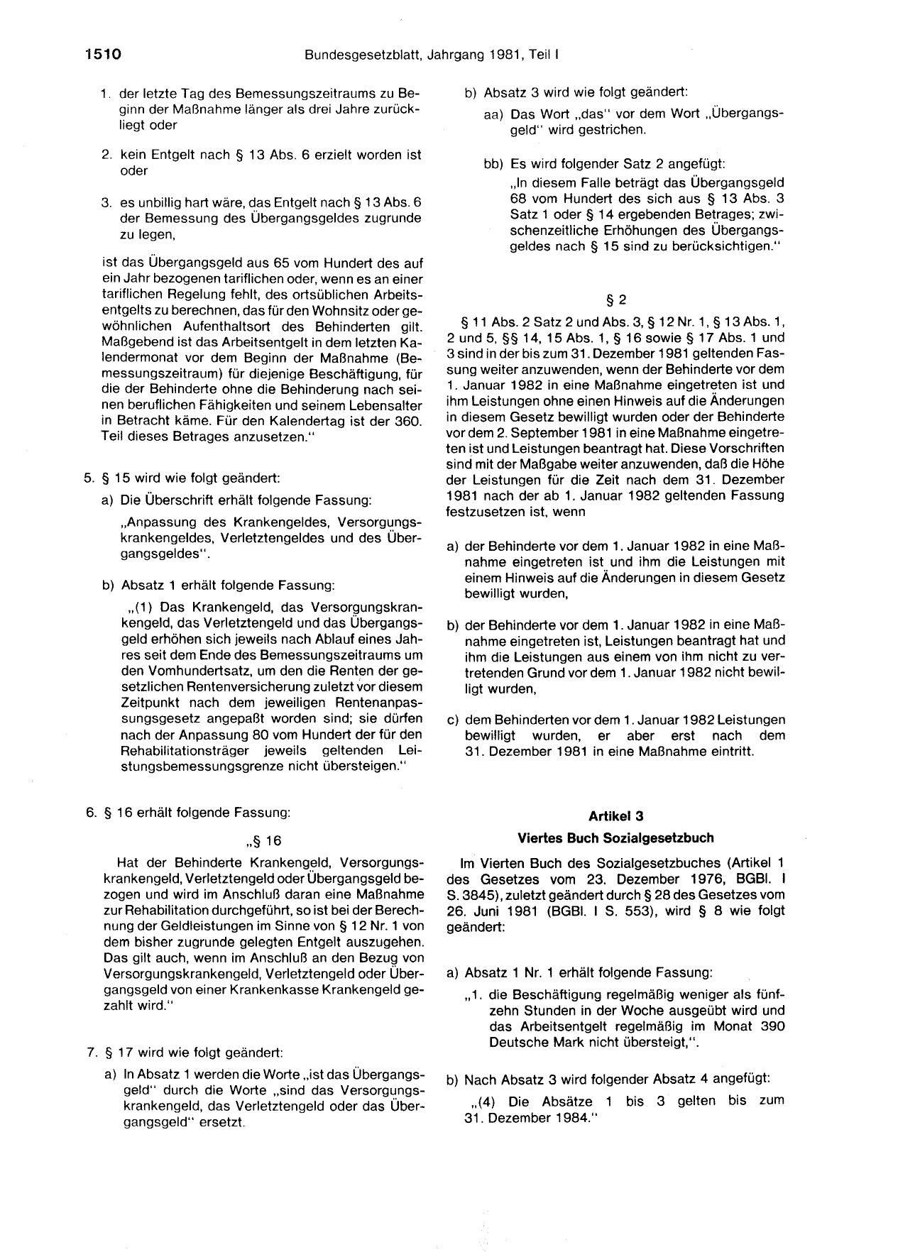 BGBl. 1981, Seite 1510 — Originalseite als Abbildung