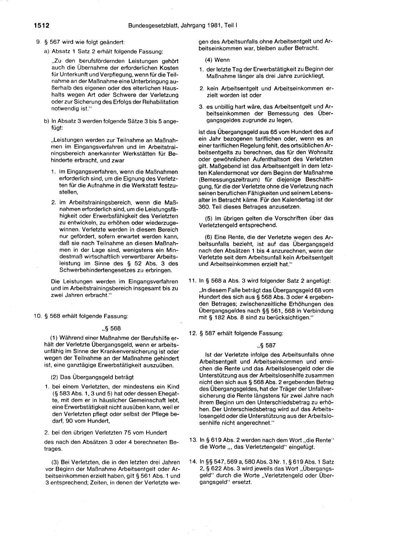 BGBl. 1981, Seite 1512 — Originalseite als Abbildung