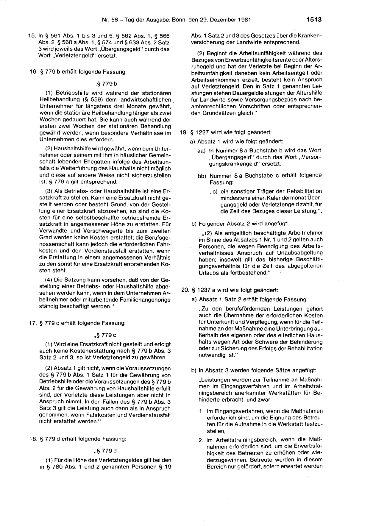 BGBl. 1981, Seite 1513 — Originalseite als Abbildung