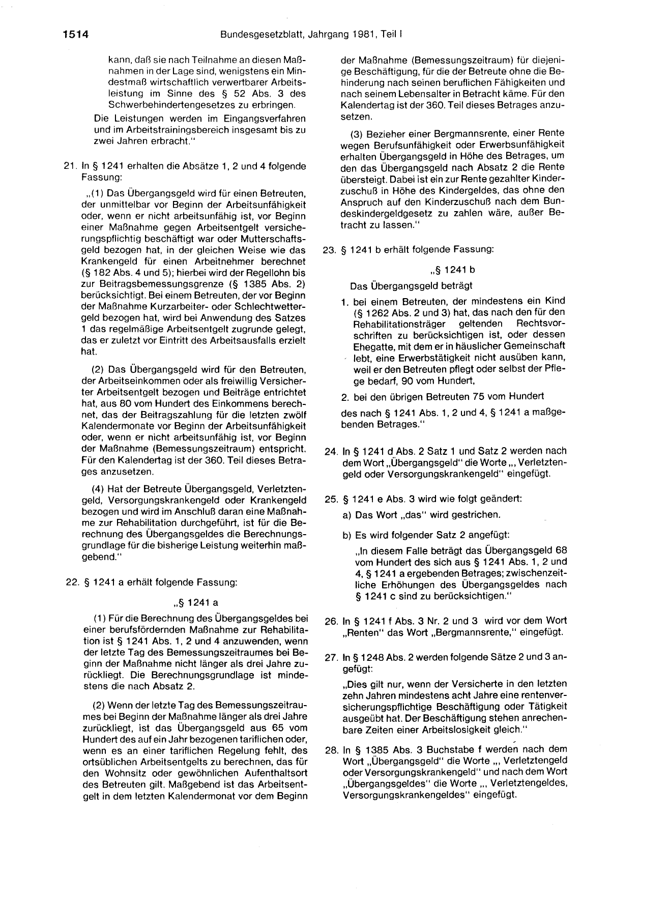 BGBl. 1981, Seite 1514 — Originalseite als Abbildung