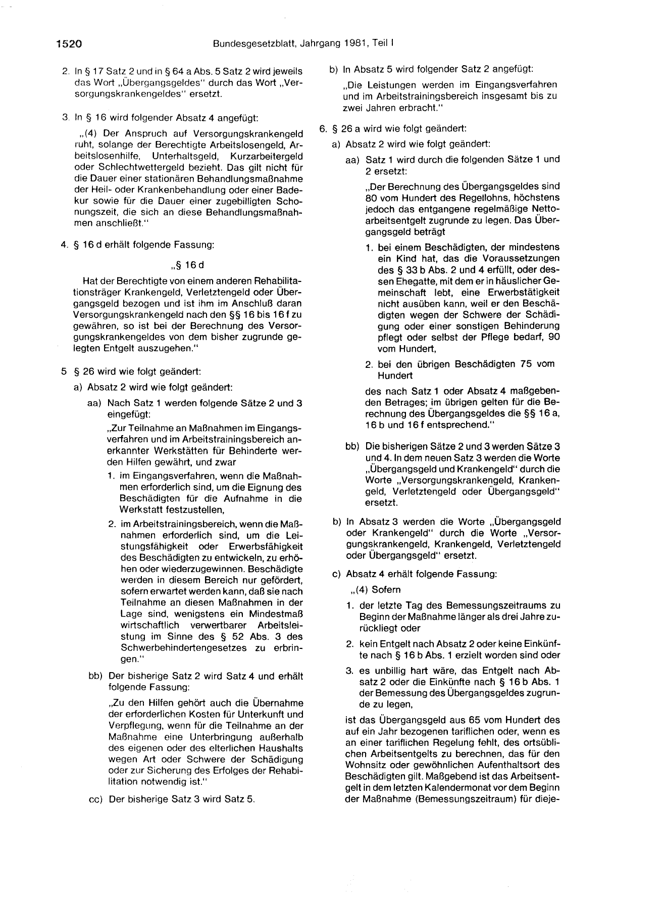 BGBl. 1981, Seite 1520 — Originalseite als Abbildung