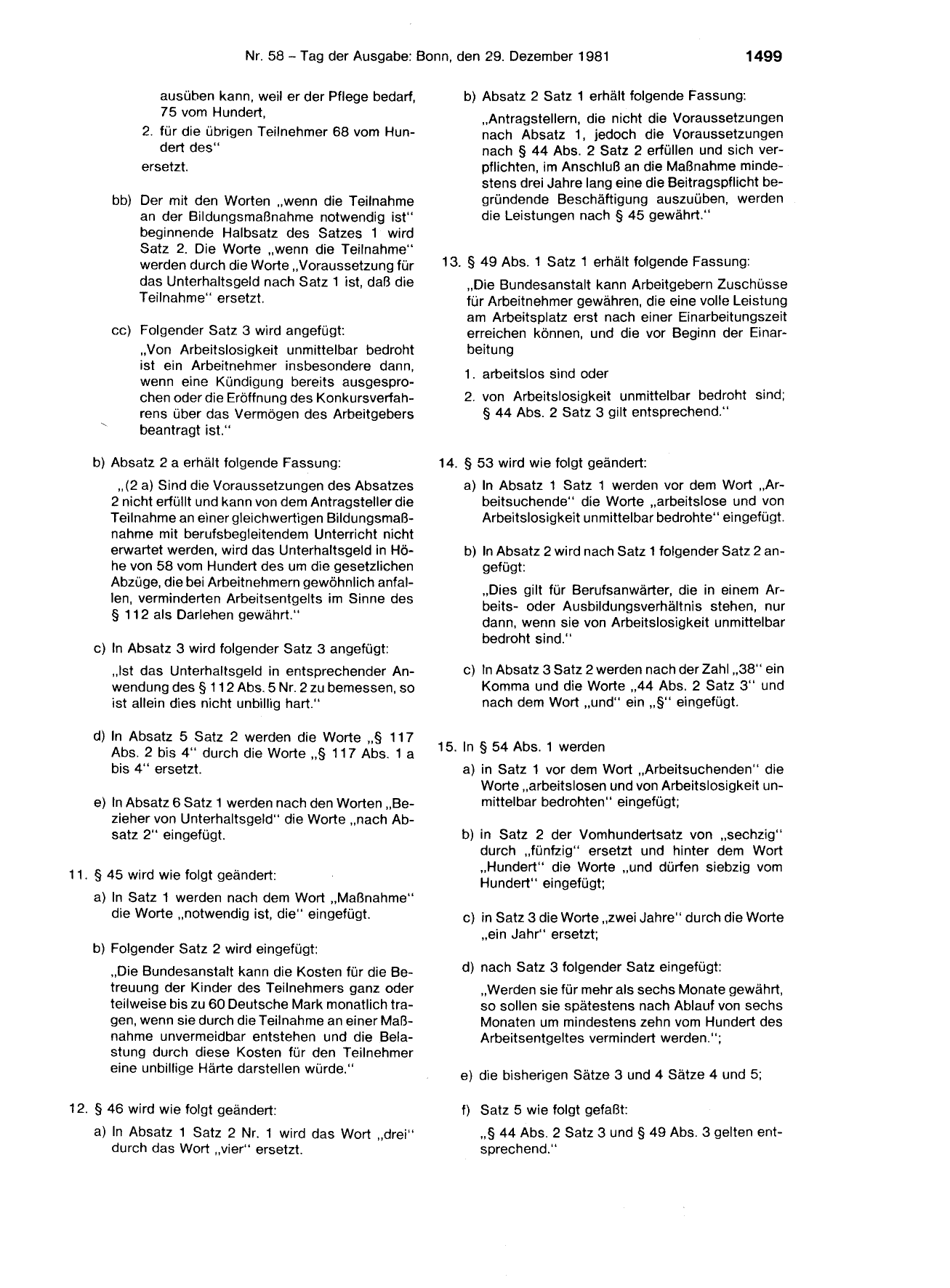 BGBl. 1981, Seite 1499 — Originalseite als Abbildung