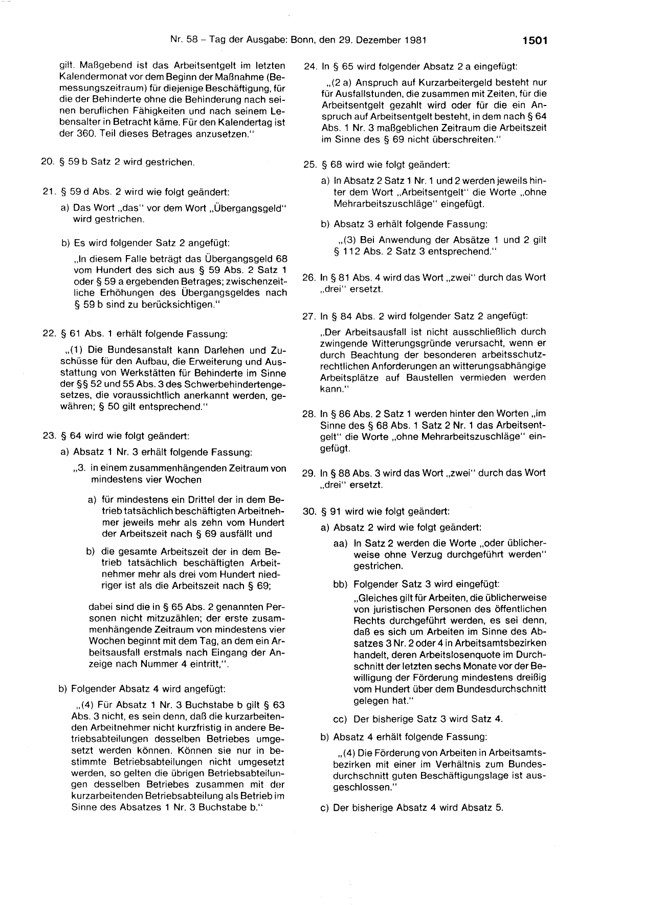 BGBl. 1981, Seite 1501 — Originalseite als Abbildung