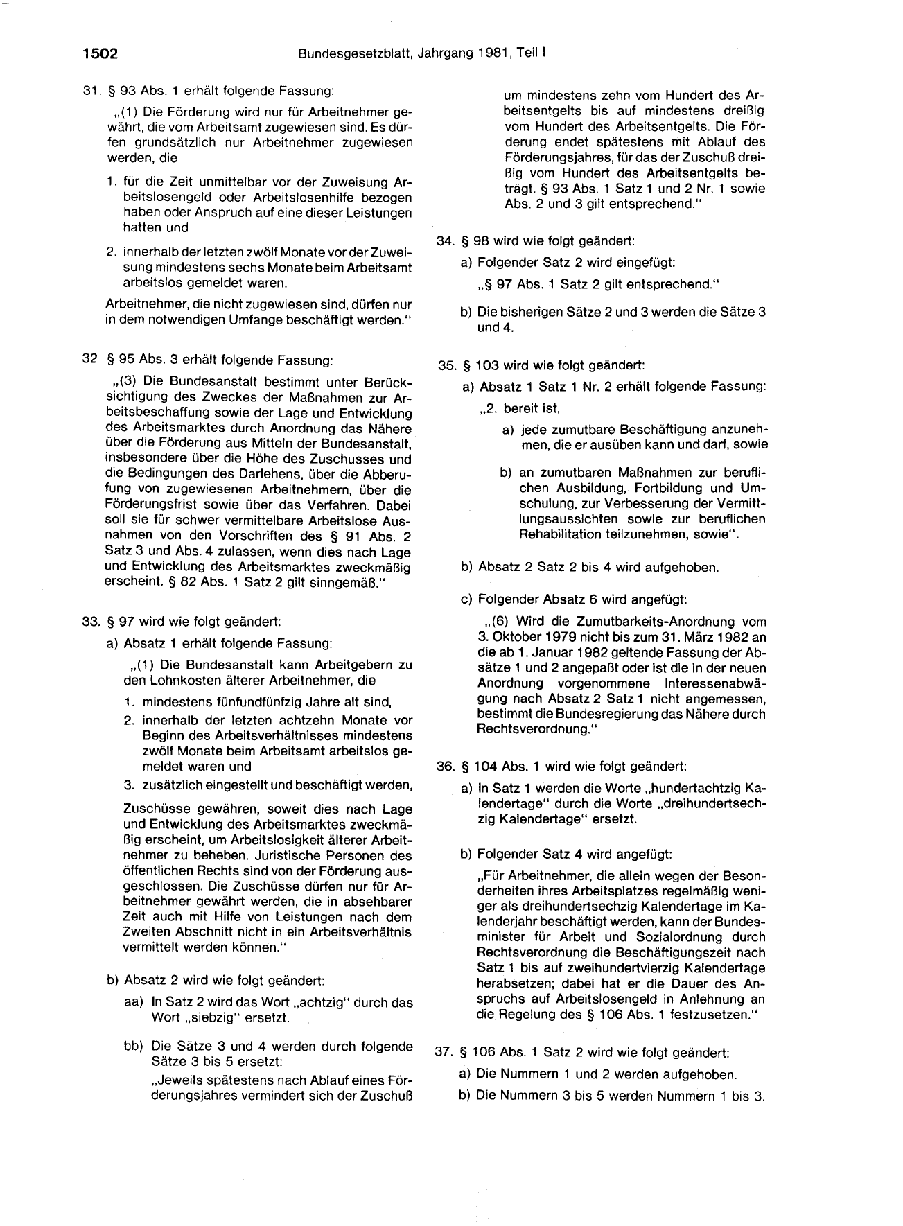 BGBl. 1981, Seite 1502 — Originalseite als Abbildung