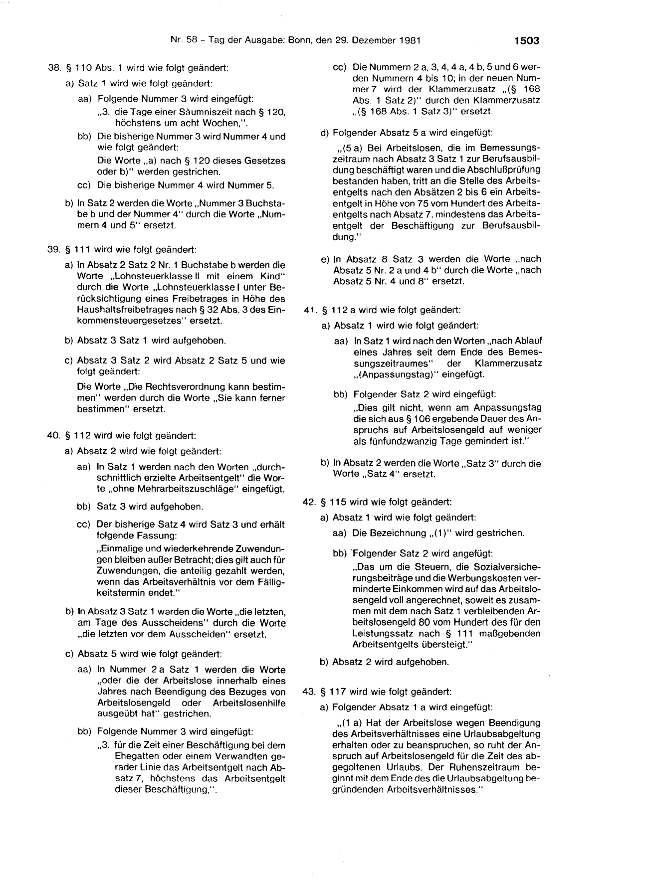 BGBl. 1981, Seite 1503 — Originalseite als Abbildung