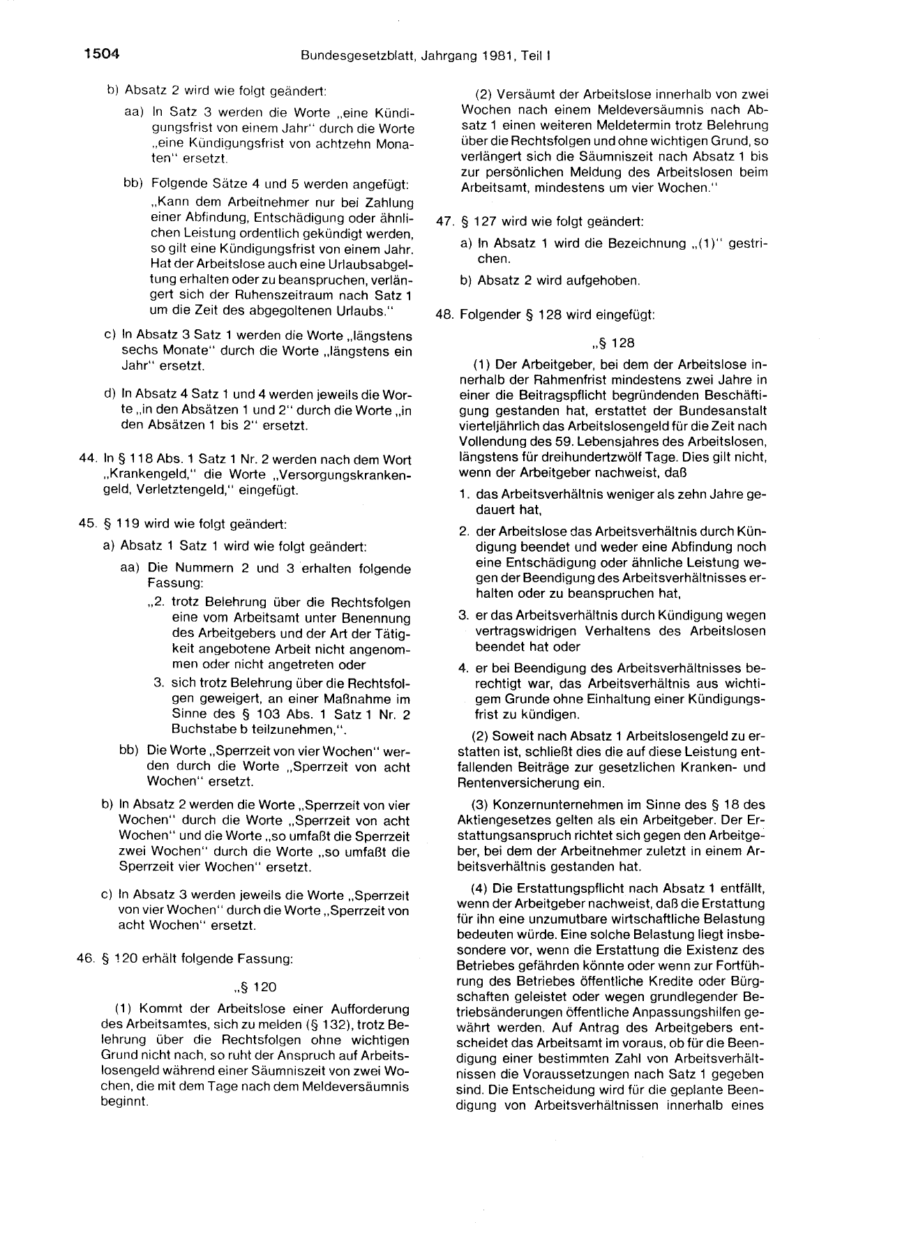 BGBl. 1981, Seite 1504 — Originalseite als Abbildung