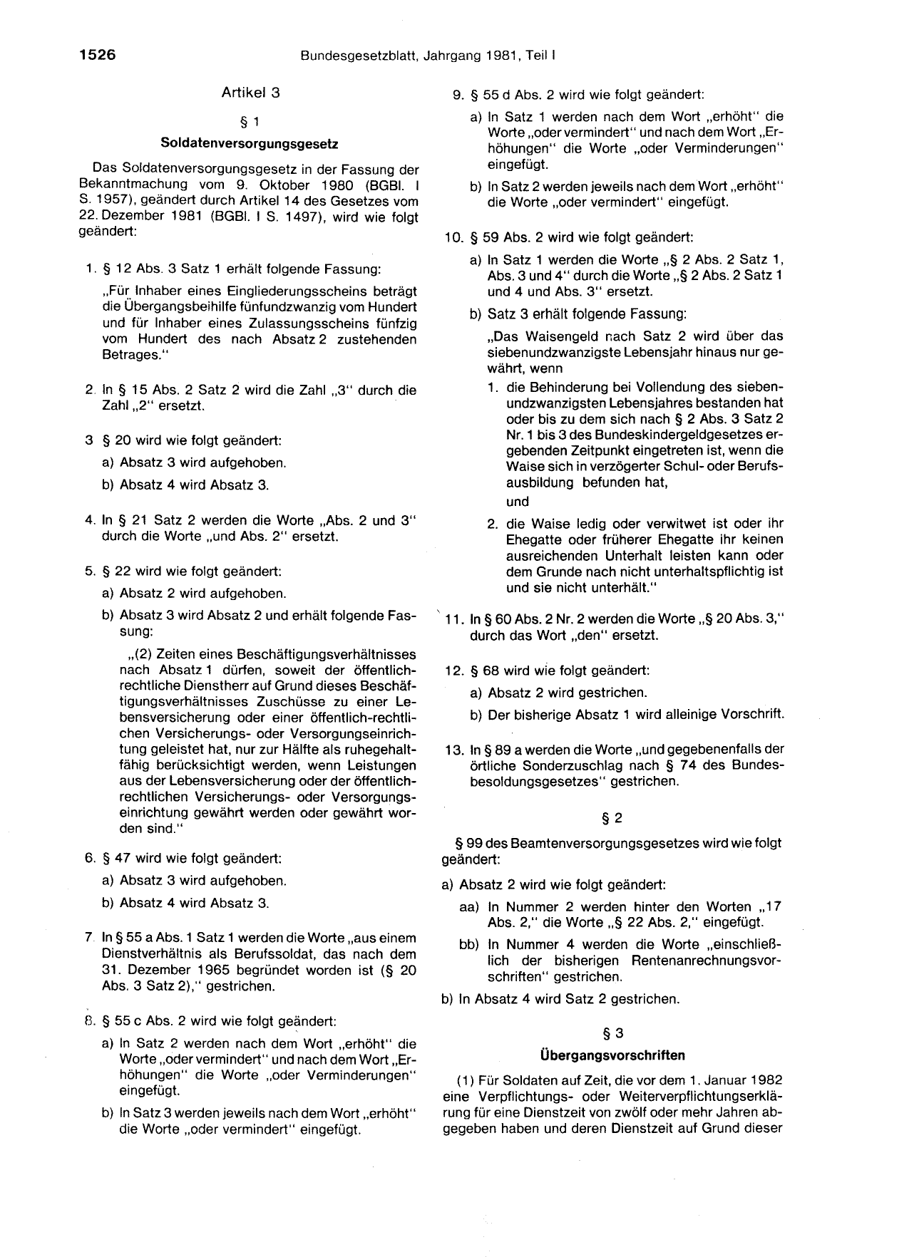 BGBl. 1981, Seite 1526 — Originalseite als Abbildung