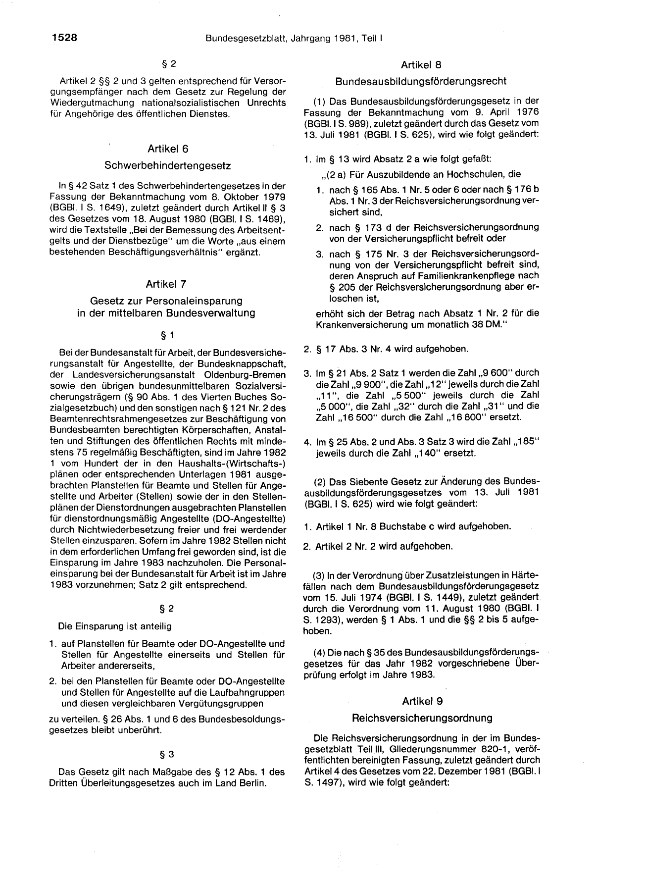 BGBl. 1981, Seite 1528 — Originalseite als Abbildung