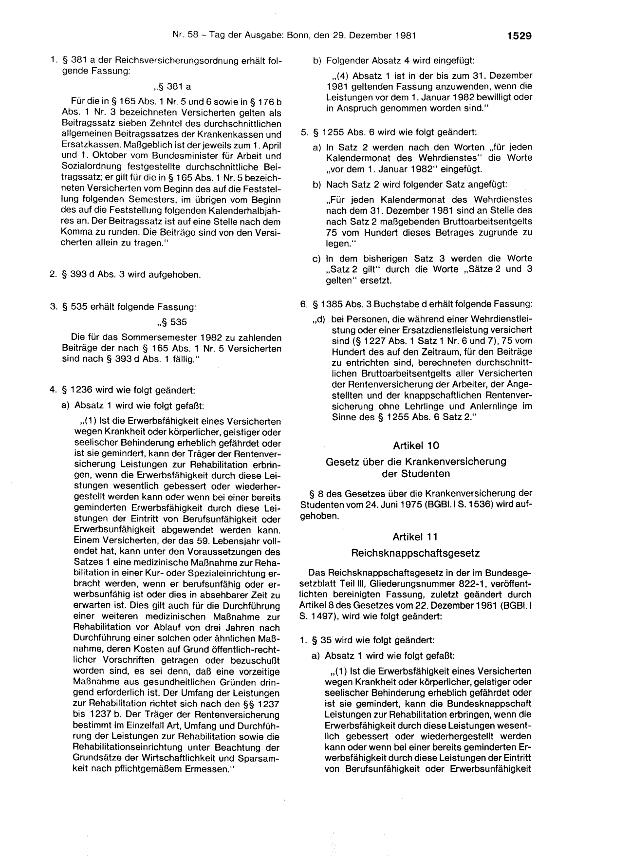 BGBl. 1981, Seite 1529 — Originalseite als Abbildung