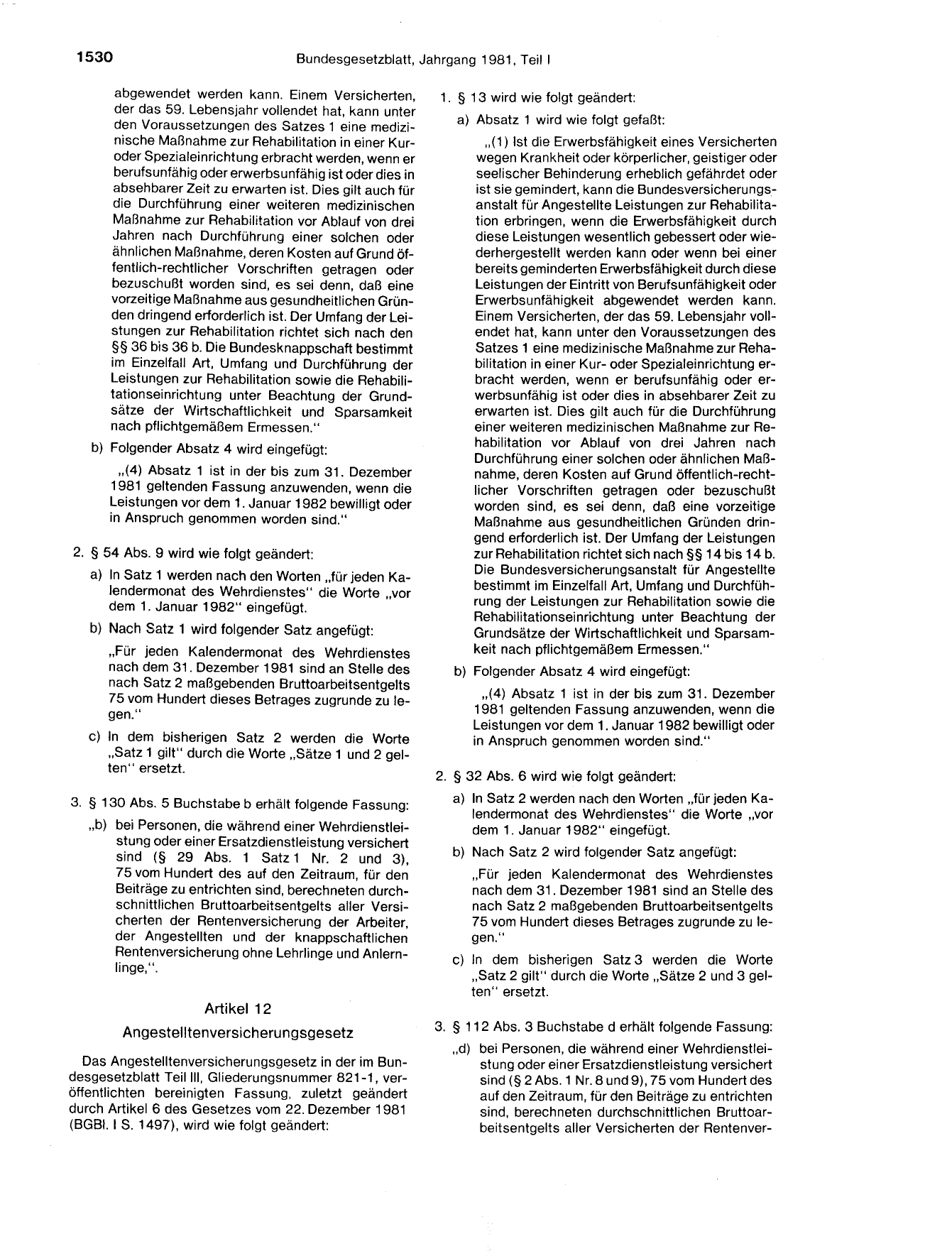 BGBl. 1981, Seite 1530 — Originalseite als Abbildung