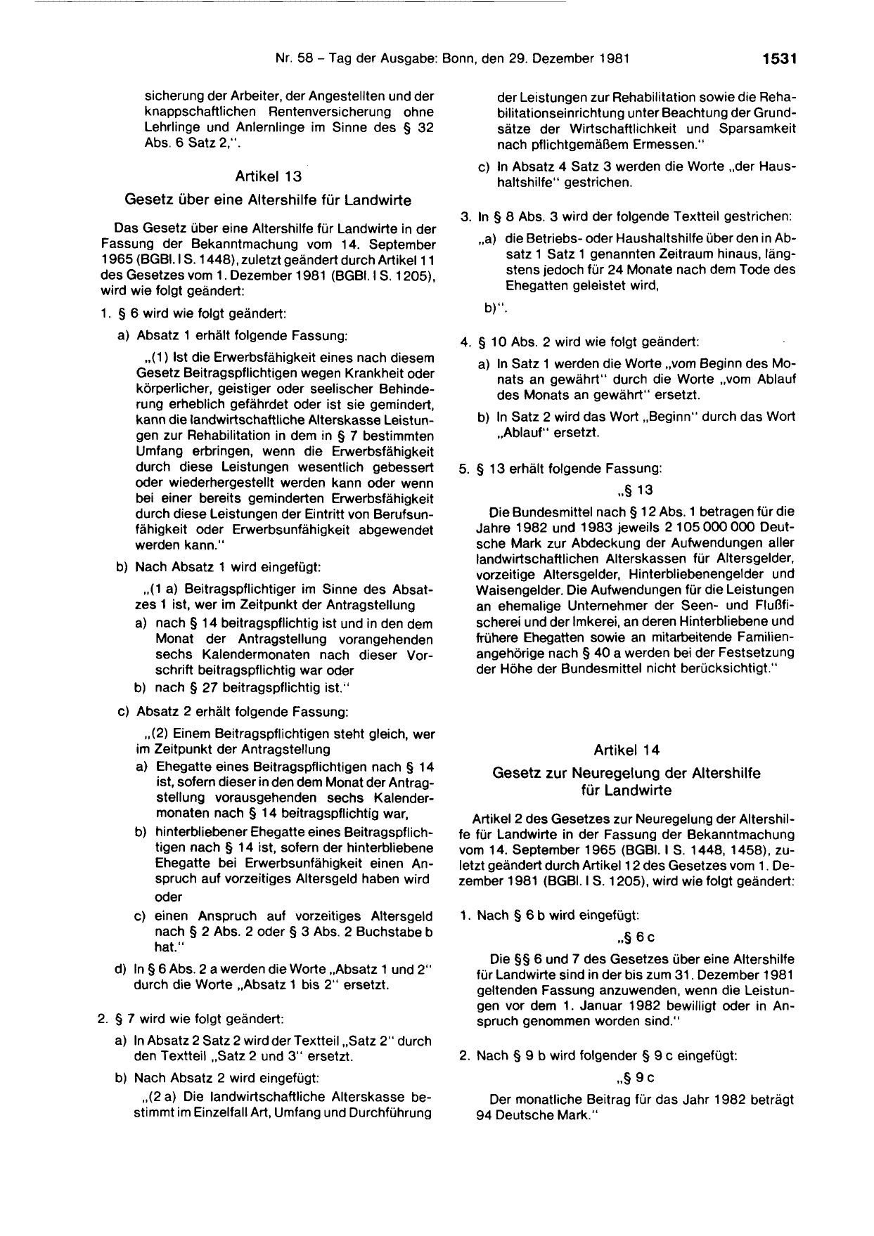 BGBl. 1981, Seite 1531 — Originalseite als Abbildung