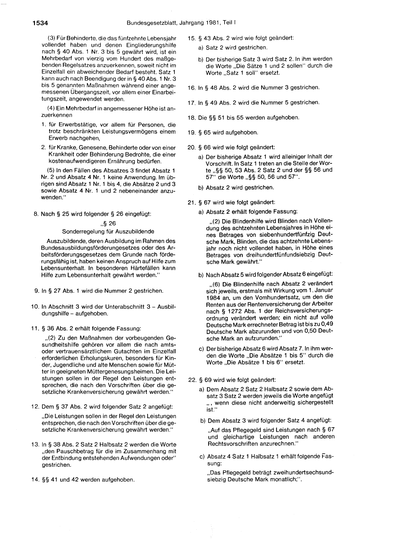 BGBl. 1981, Seite 1534 — Originalseite als Abbildung