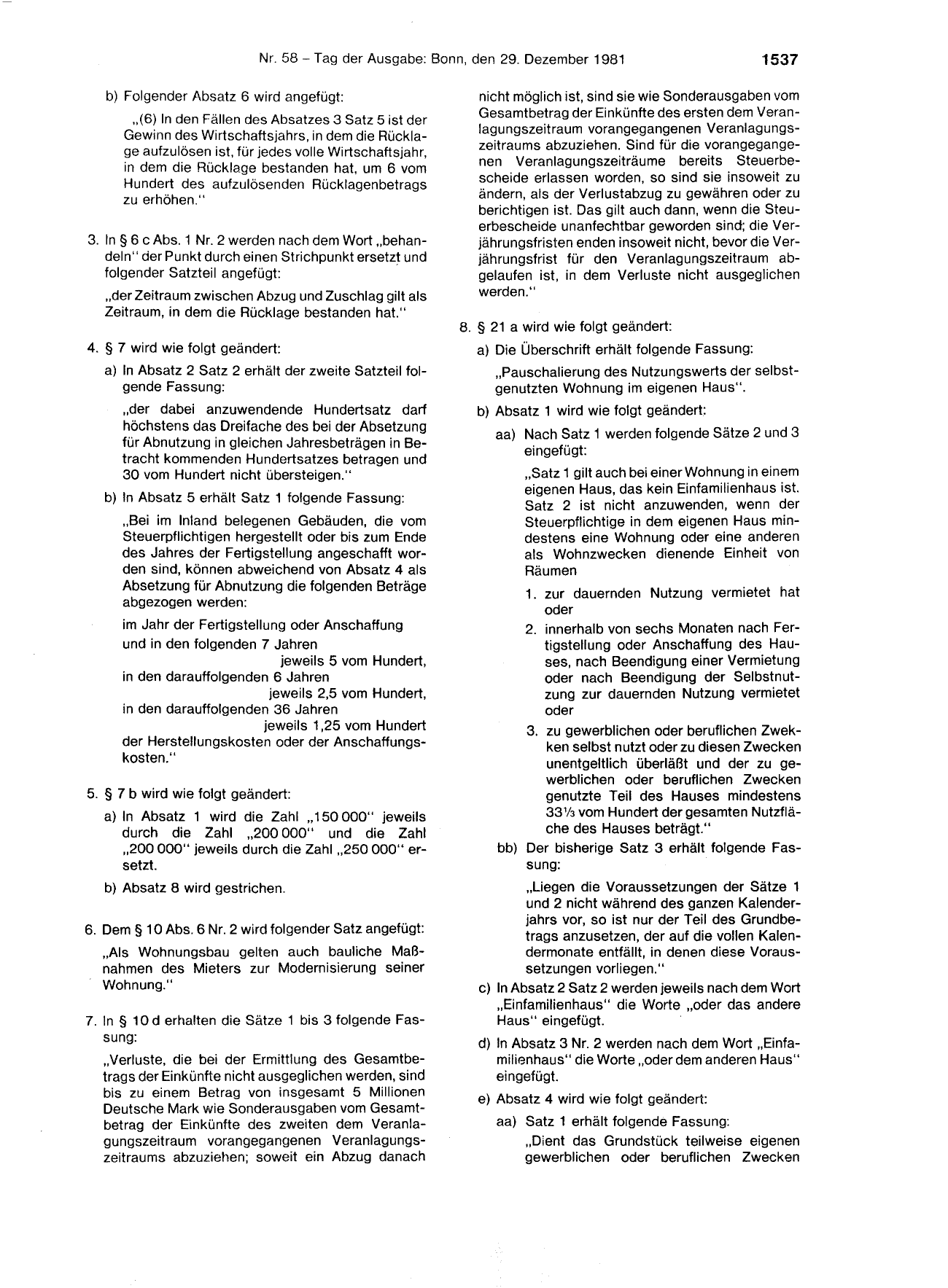 BGBl. 1981, Seite 1537 — Originalseite als Abbildung