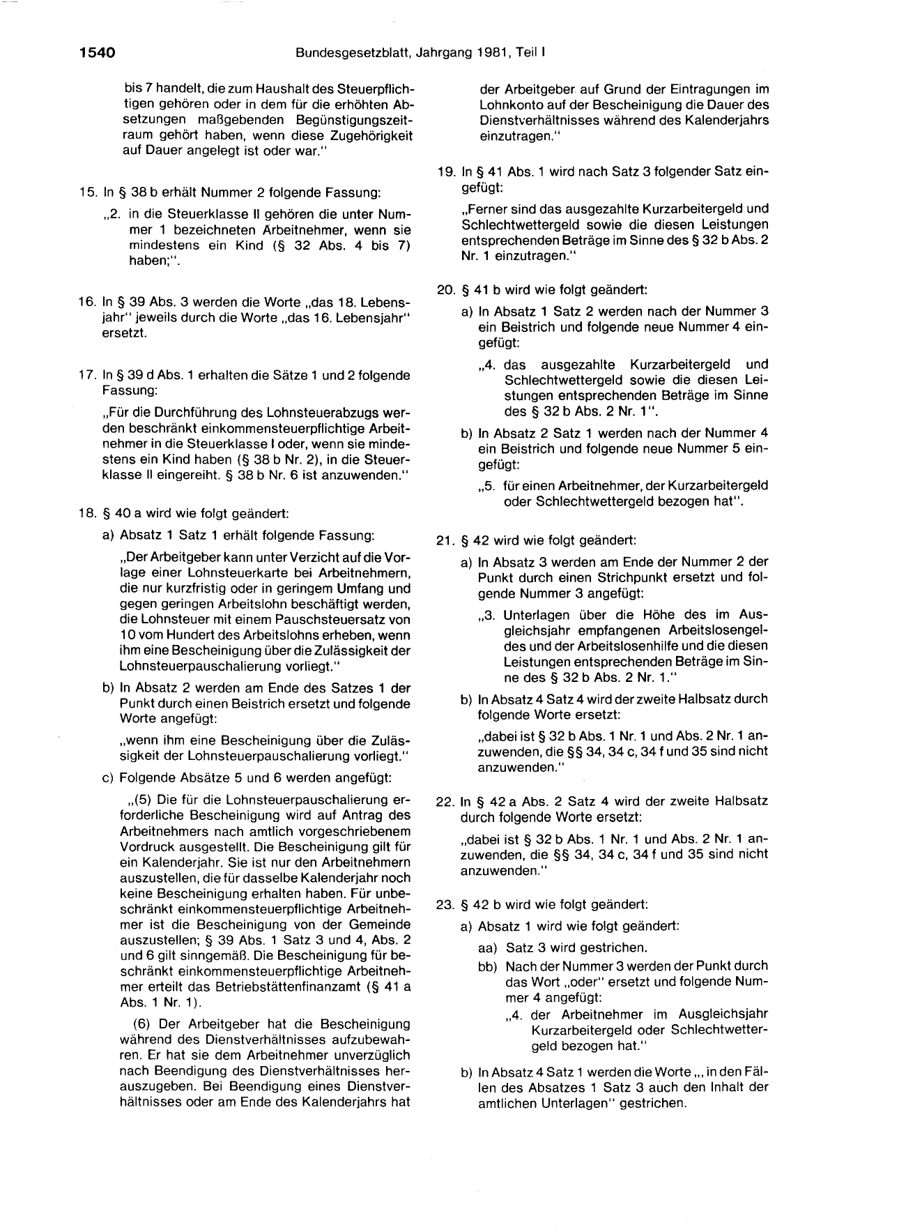 BGBl. 1981, Seite 1540 — Originalseite als Abbildung