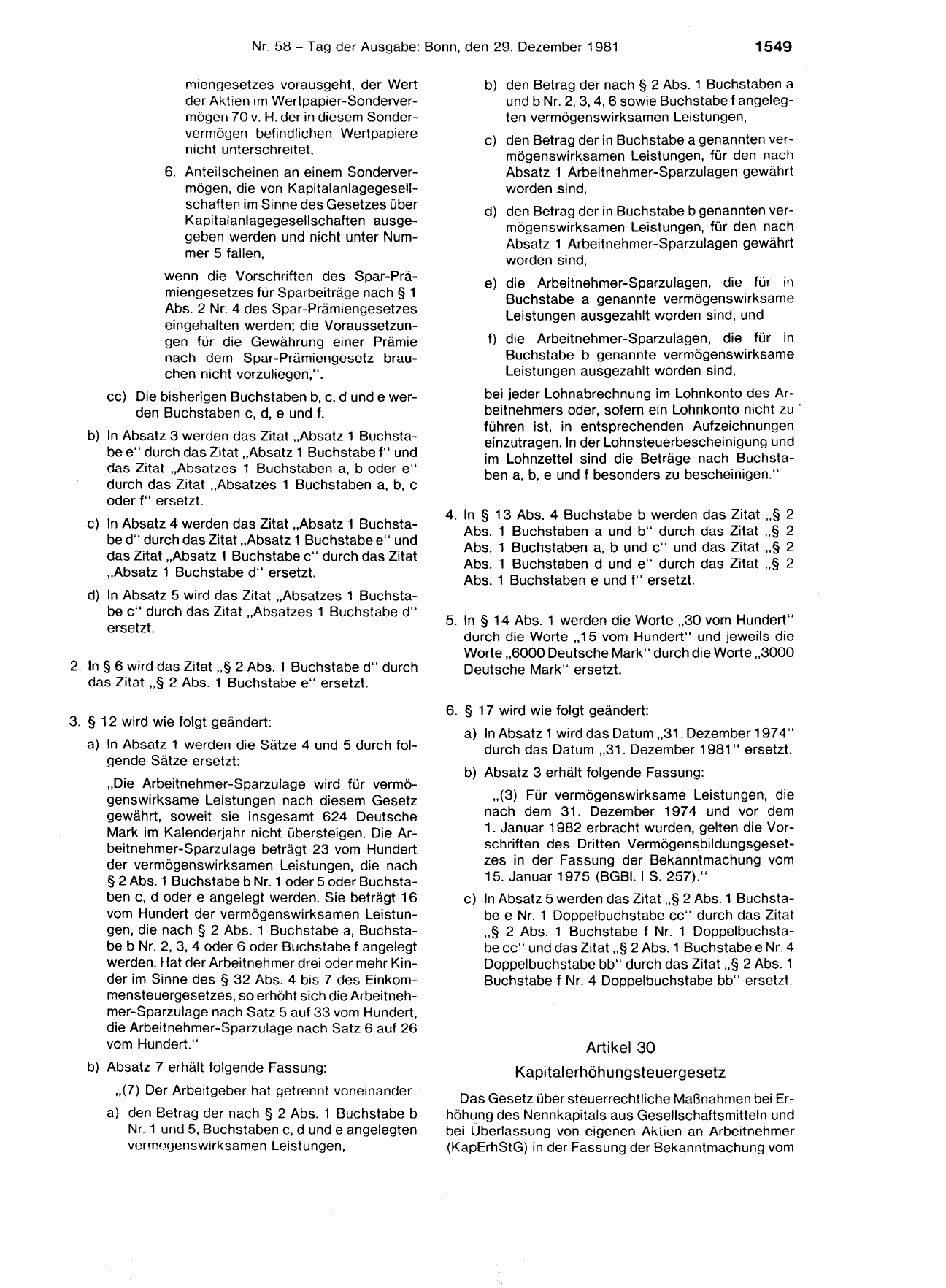 BGBl. 1981, Seite 1549 — Originalseite als Abbildung