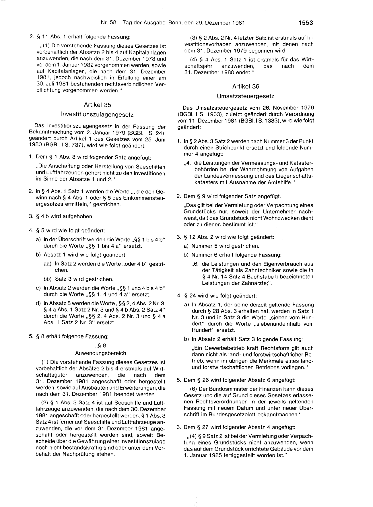 BGBl. 1981, Seite 1553 — Originalseite als Abbildung