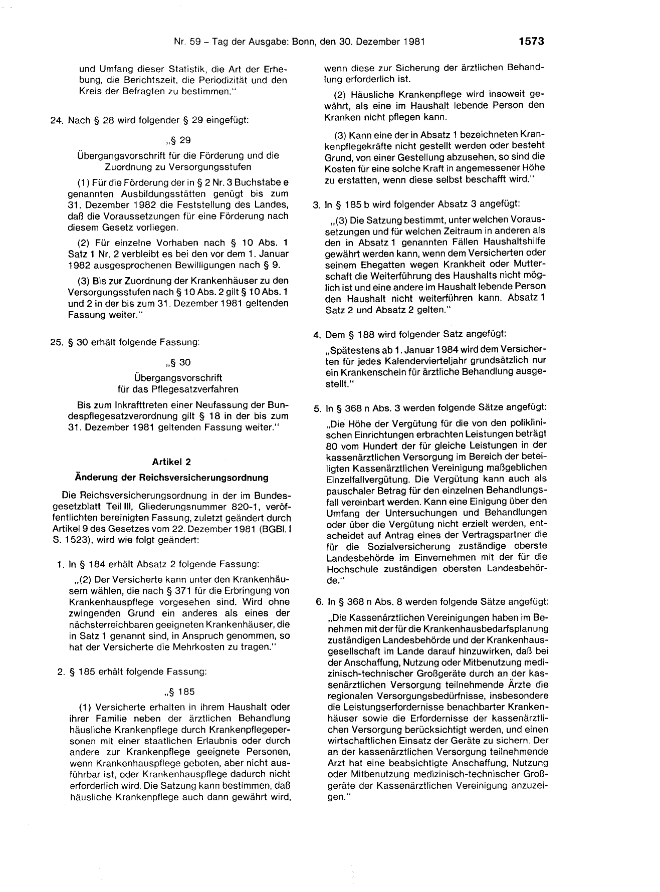 BGBl. 1981, Seite 1573 — Originalseite als Abbildung