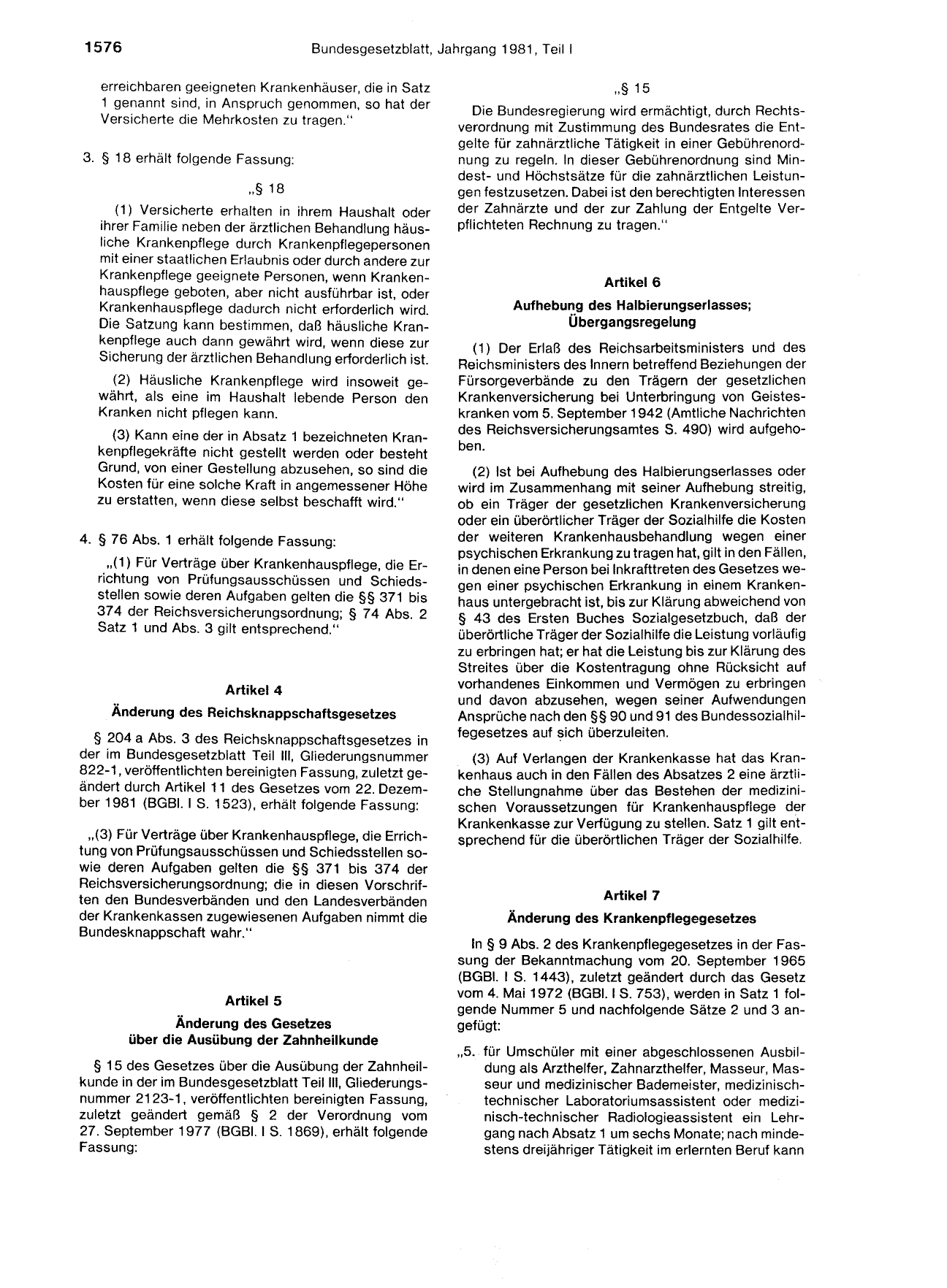 BGBl. 1981, Seite 1576 — Originalseite als Abbildung