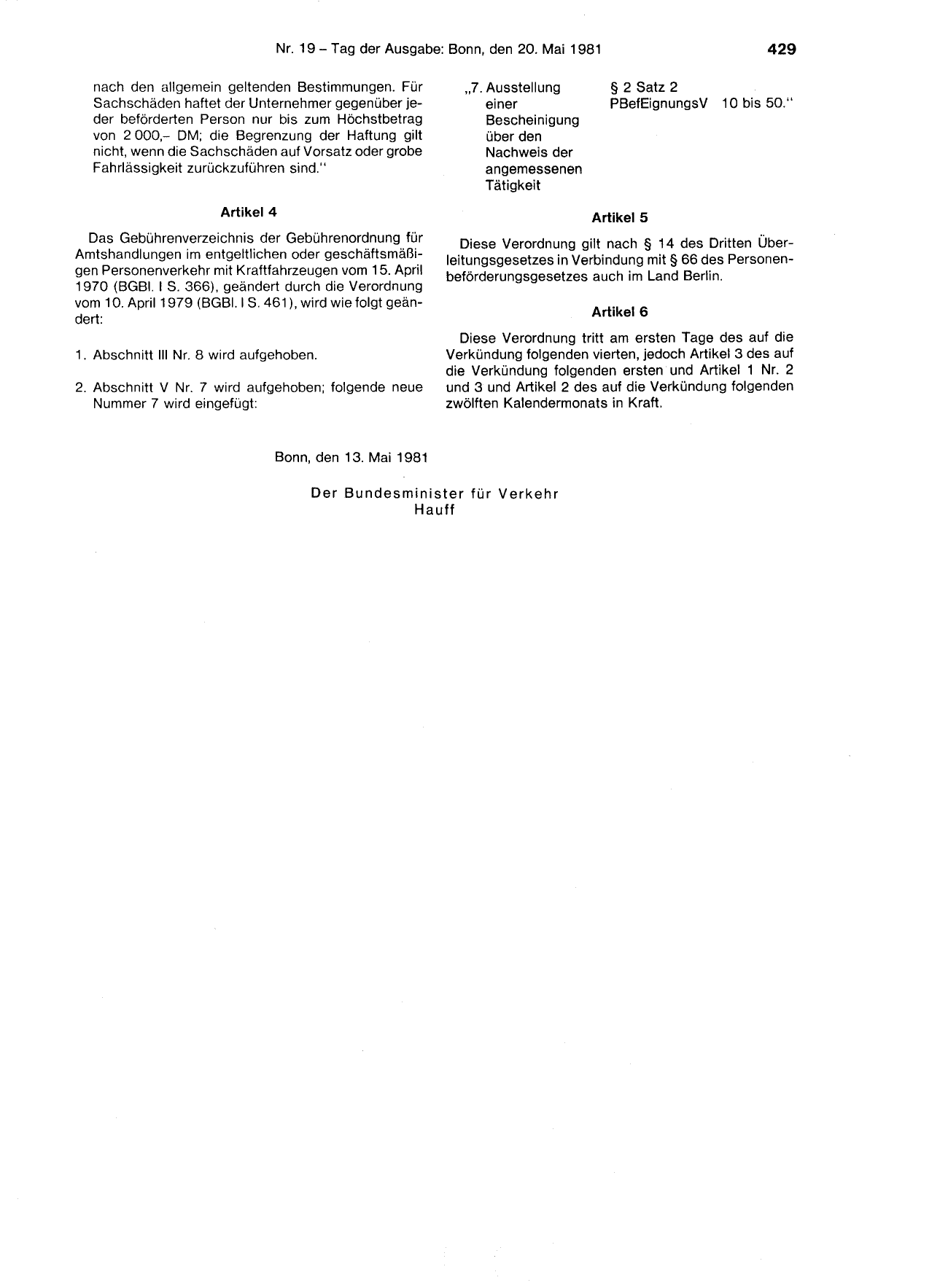 BGBl. 1981, Seite 429 — Originalseite als Abbildung