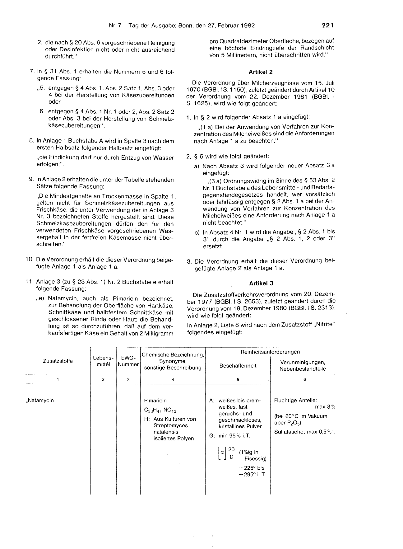 BGBl. 1982, Seite 221 — Originalseite als Abbildung