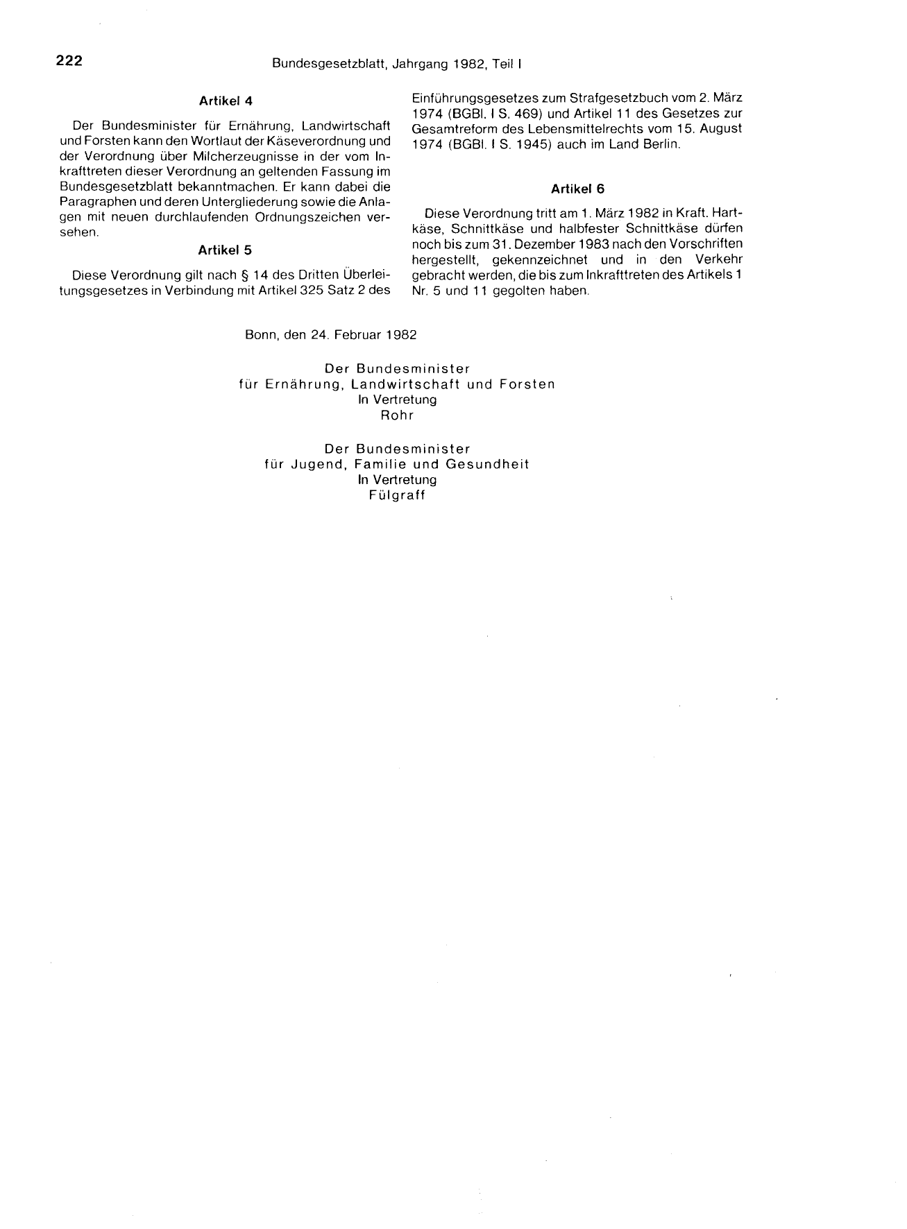 BGBl. 1982, Seite 222 — Originalseite als Abbildung