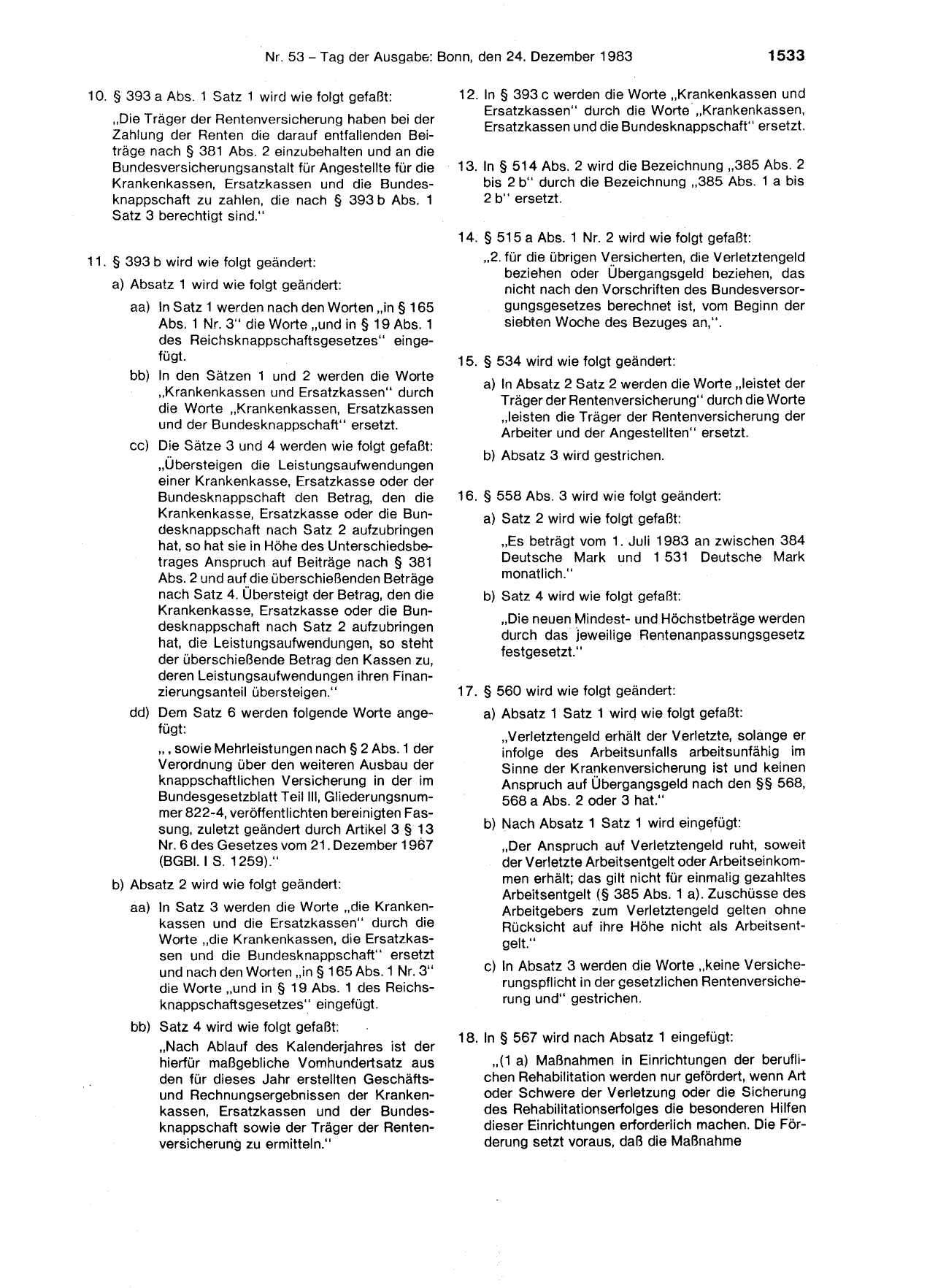 BGBl. 1983, Seite 1533 — Originalseite als Abbildung