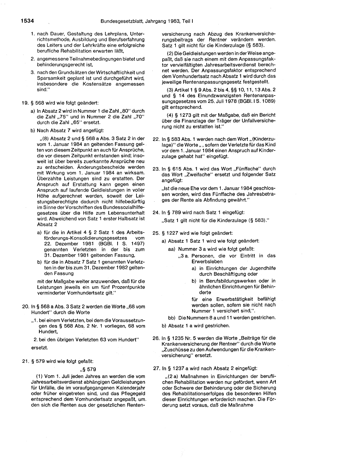 BGBl. 1983, Seite 1534 — Originalseite als Abbildung