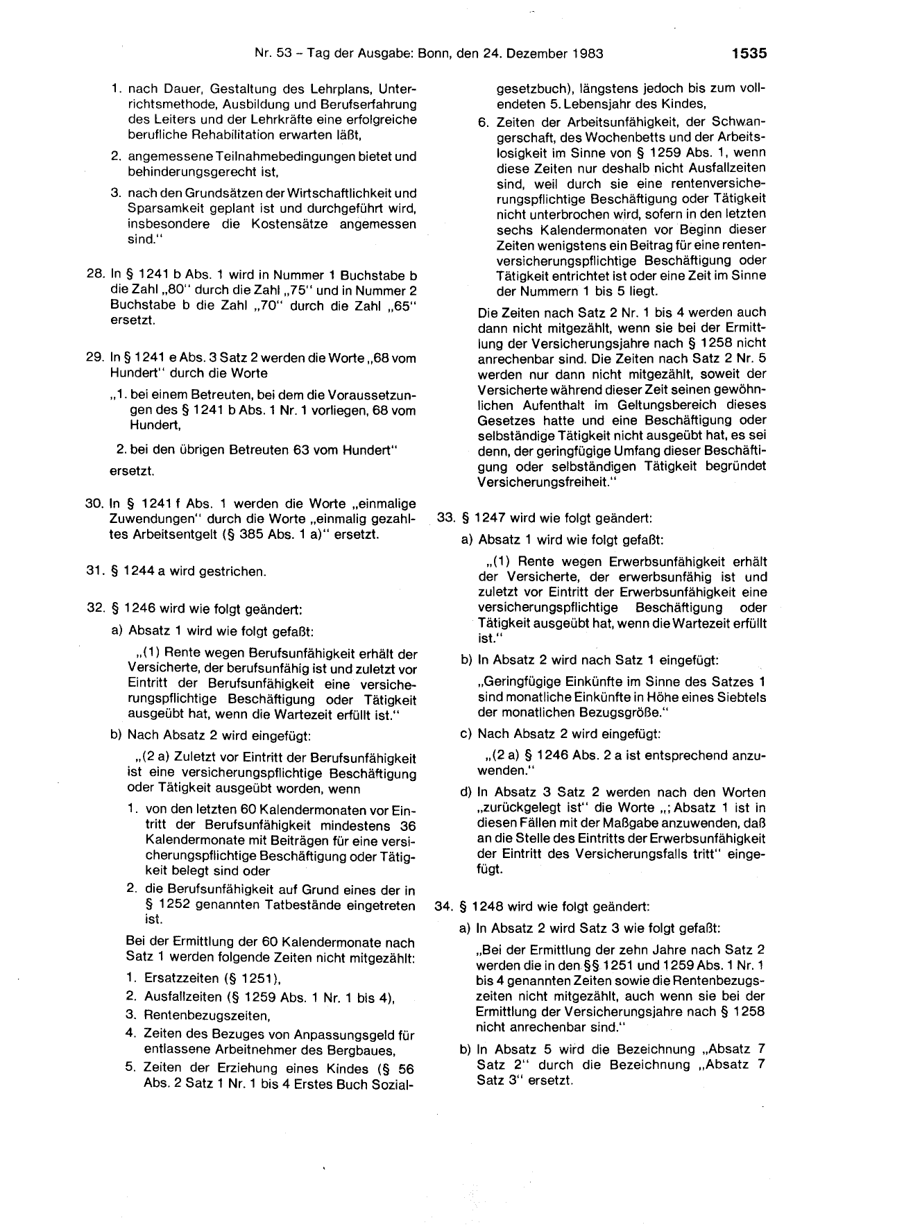 BGBl. 1983, Seite 1535 — Originalseite als Abbildung