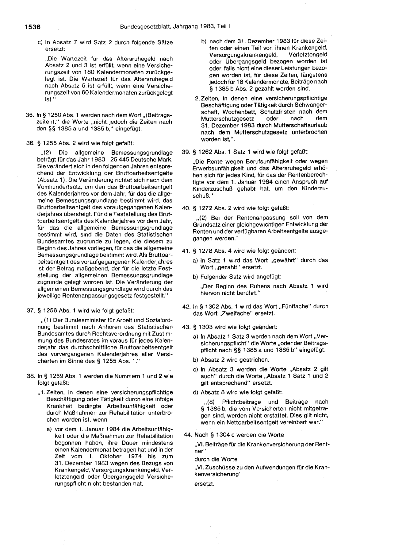 BGBl. 1983, Seite 1536 — Originalseite als Abbildung
