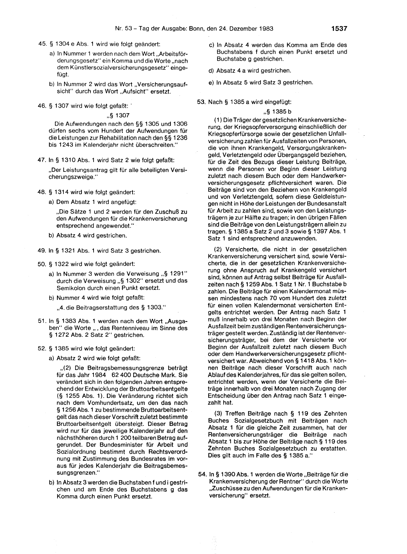 BGBl. 1983, Seite 1537 — Originalseite als Abbildung