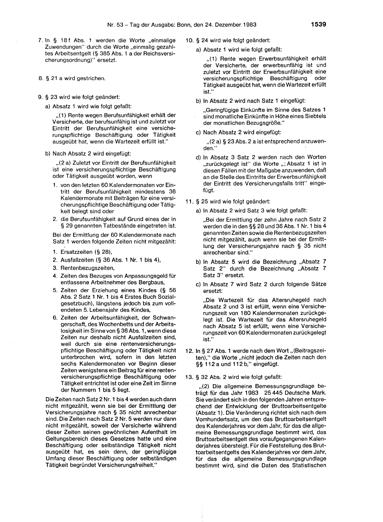 BGBl. 1983, Seite 1539 — Originalseite als Abbildung