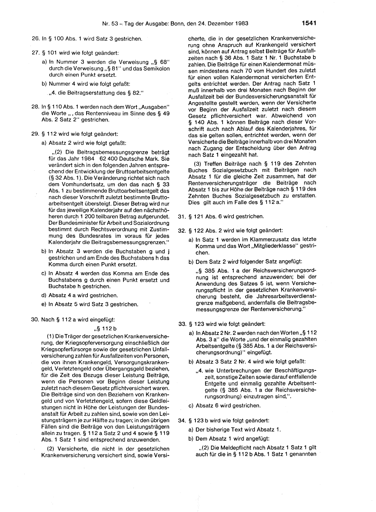 BGBl. 1983, Seite 1541 — Originalseite als Abbildung
