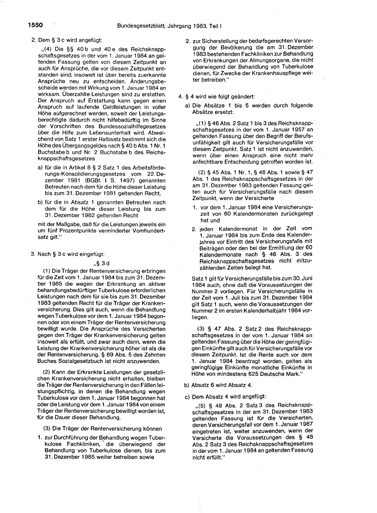 BGBl. 1983, Seite 1550 — Originalseite als Abbildung