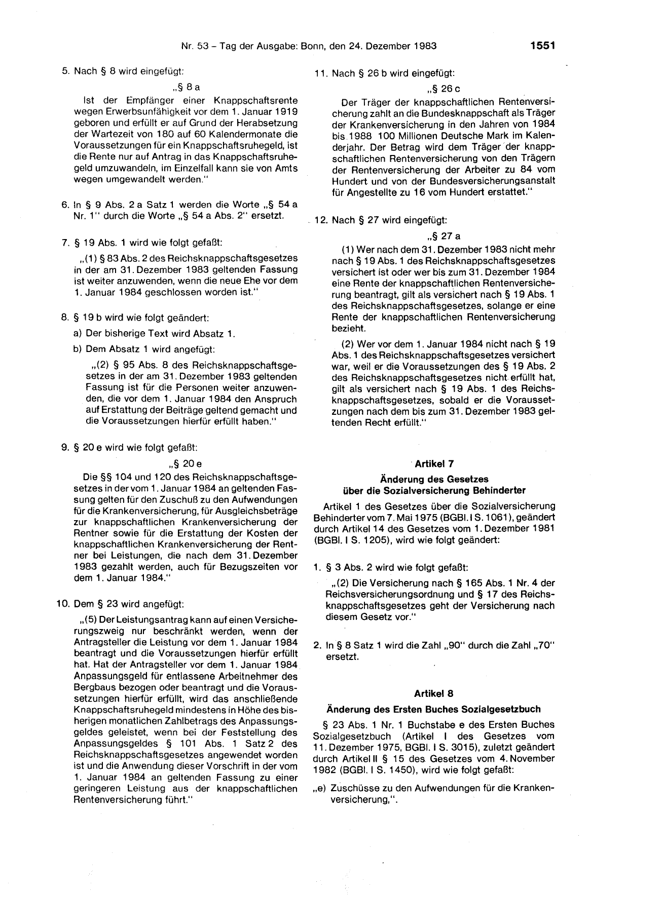 BGBl. 1983, Seite 1551 — Originalseite als Abbildung