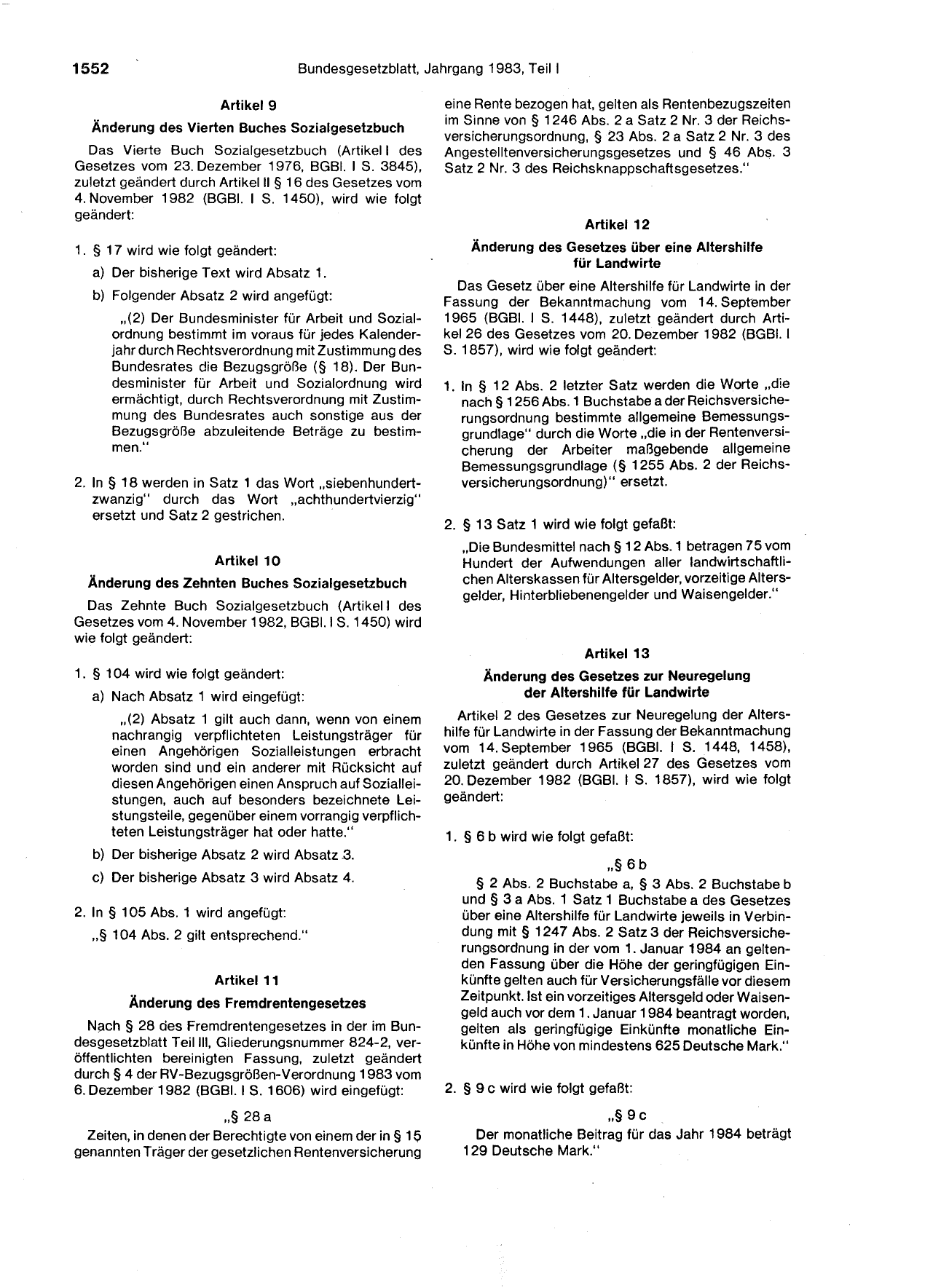 BGBl. 1983, Seite 1552 — Originalseite als Abbildung