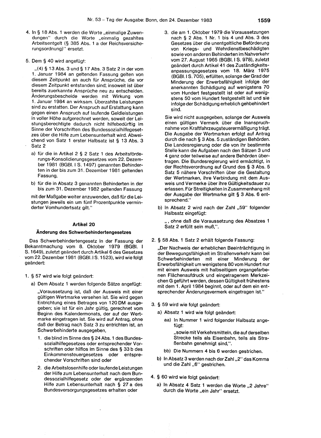 BGBl. 1983, Seite 1559 — Originalseite als Abbildung