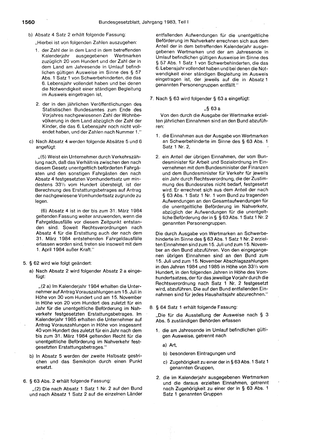 BGBl. 1983, Seite 1560 — Originalseite als Abbildung