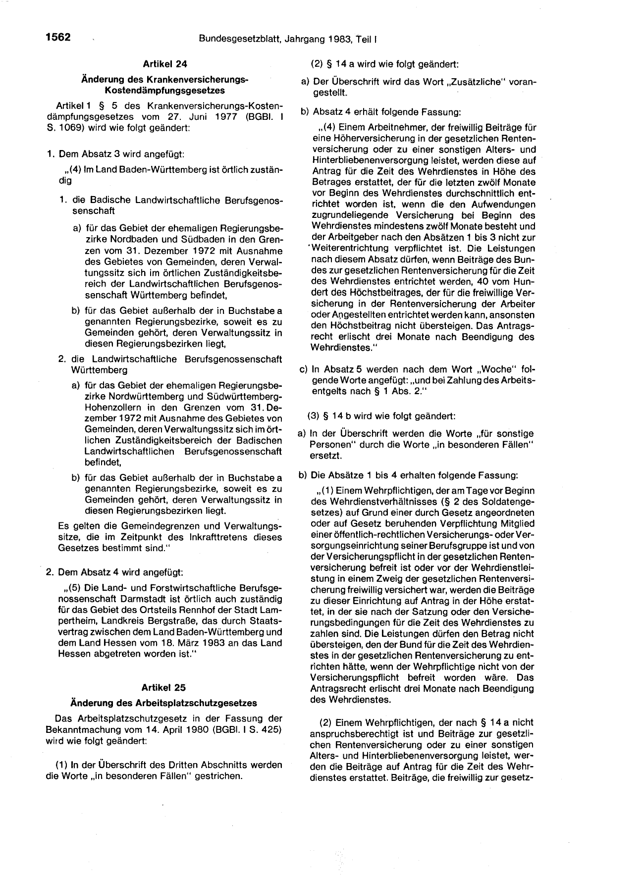 BGBl. 1983, Seite 1562 — Originalseite als Abbildung