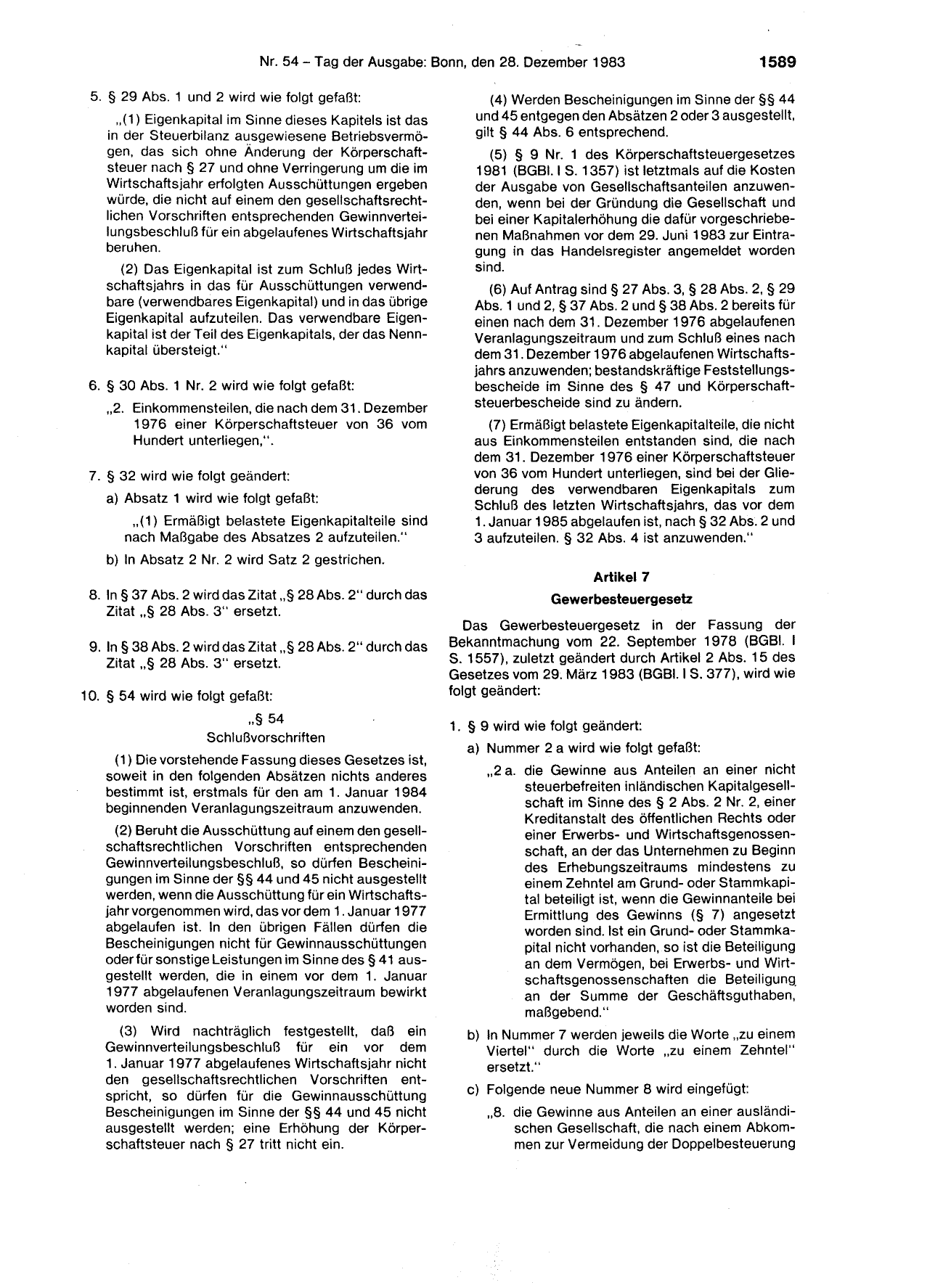 BGBl. 1983, Seite 1589 — Originalseite als Abbildung